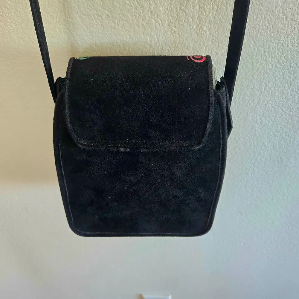 Vintage EL VAQUERO ITALY Leather and Suede hand painted crossbody or belt bag